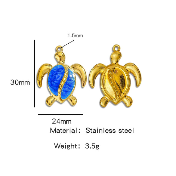 Stainless Steel Sea Turtle And Cross Pendant Jewelry With Oil Pressure And Electroplating Accessories