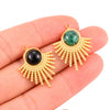 Stainless Steel Sector Pendant Accessories Inlaid Natural Stone Electroplated Radiant Sun Earrings Necklace Diy