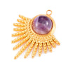 Stainless Steel Sector Pendant Accessories Inlaid Natural Stone Electroplated Radiant Sun Earrings Necklace Diy