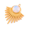 Stainless Steel Sector Pendant Accessories Inlaid Natural Stone Electroplated Radiant Sun Earrings Necklace Diy