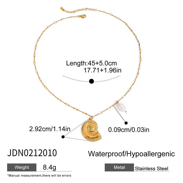 Stainless Steel Shell Conch Earrings And Necklace With Electroplating