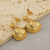 Stainless Steel Shell Earrings Electroplated Fashion Style For Women