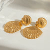 Stainless Steel Shell Earrings Natural Style Electroplated For Women