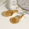 Stainless Steel Shell Earrings Natural Style Electroplated For Women