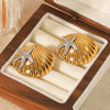 Stainless Steel Shell Geometric Starfish Earrings Electroplated For Women