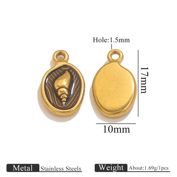 Stainless Steel Shell Oil Dripping Marine Series Electroplated Diy Handmade Jewelry Pendant Bracelet Necklace Accessories