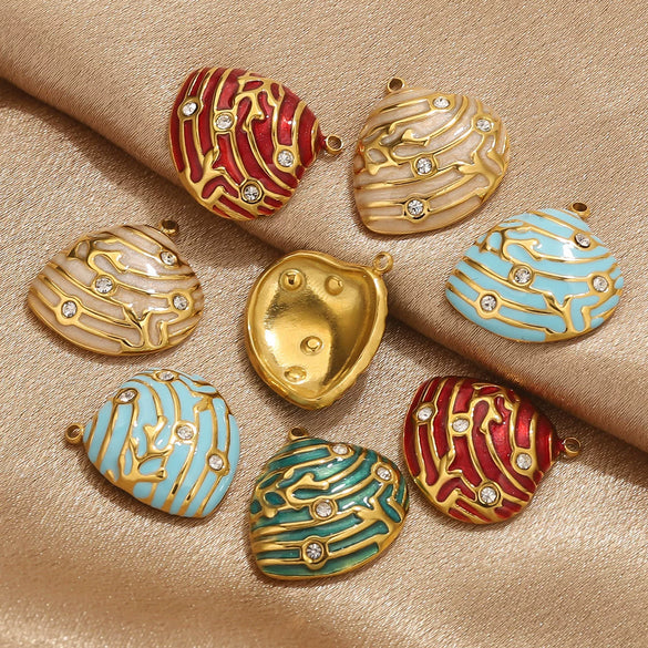Stainless Steel Shell Pendant Electroplated Diy Jewelry Necklace Bracelet Accessories