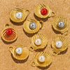 Stainless Steel Shell Pendant Inlaid Pearl Jewelry Accessories Electroplated 18K Niche Style
