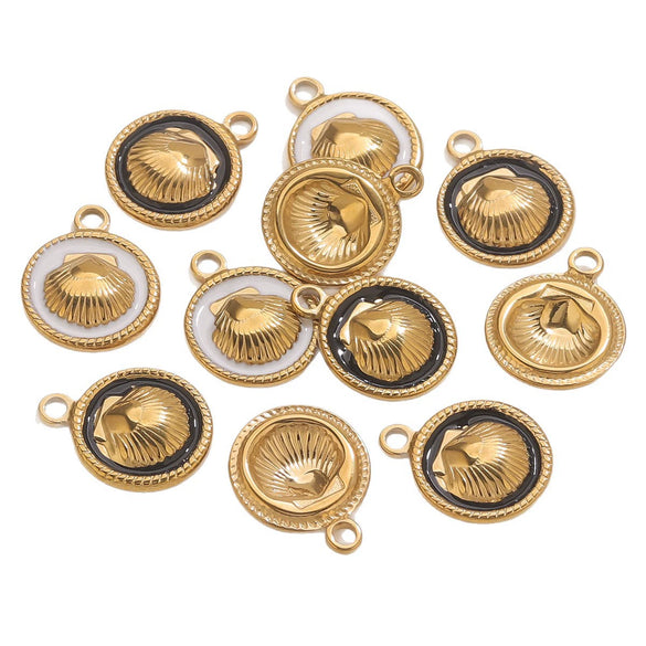 Stainless Steel Shell Round Pendant Jewelry Accessories For Women With Electroplating