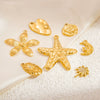 Stainless Steel Shell Starfish And Flower Pendant Necklace Electroplated Jewelry