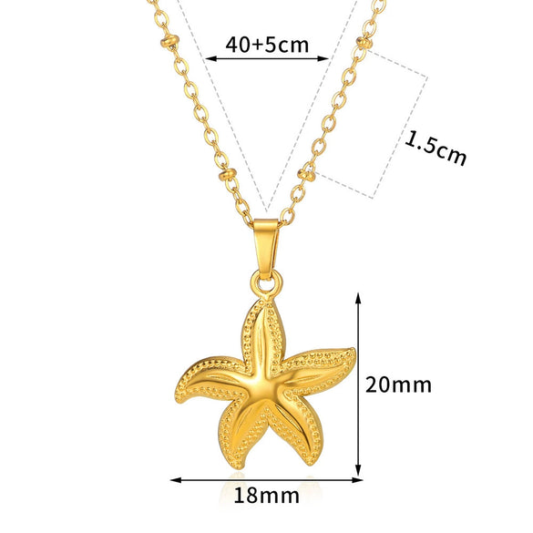Stainless Steel Shell Starfish Beach Wind Clavicle Chain Jewelry With Electroplating Treatment