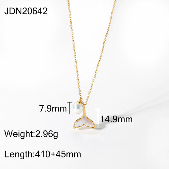 Stainless Steel Shell Starfish Ochain Necklace Electroplated For Women Natural Style