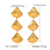 Stainless Steel Shell Tassel Earrings Geometric Electroplated Light Luxury Minimalist Women's