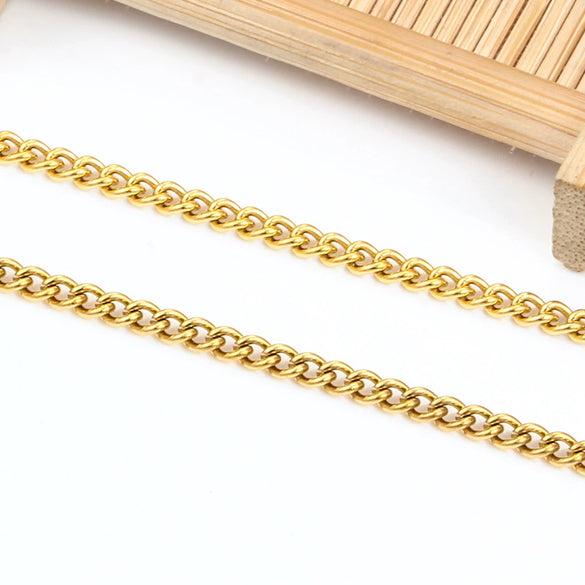 Stainless Steel Side Chain Jewelry Chain Vacuum Gold Electroplated Fashion Geometric Diy Necklace Bracelet Matching Chain