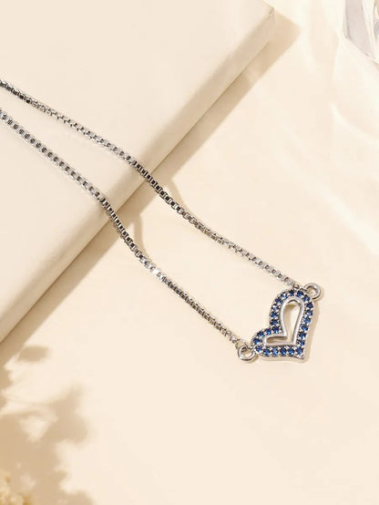 Stainless Steel Silver Plated Simple Style Classic Style Heart Shape Hollow Out Inlay Zircon Bracelets