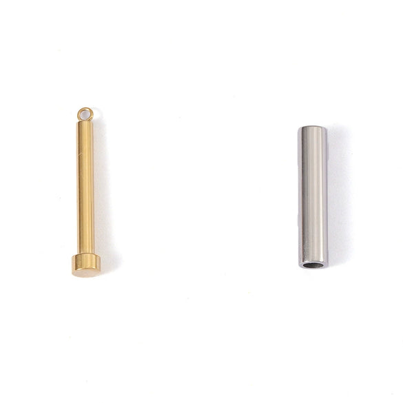 Stainless Steel Simple Cylindrical Matryoshka Doll Jewelry Accessories Handmade Diy Necklace Pendant Electroplated