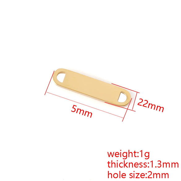 Stainless Steel Simple Geometric Double Hole Long Connecting Piece Engravable Pendant Necklace Jewelry Accessories