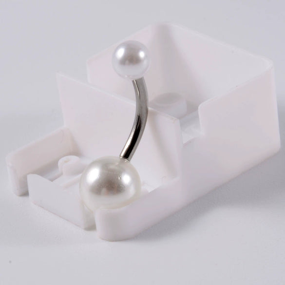 Stainless Steel Simple Geometric Electroplated Navel Ring With Colorful Fish Scale Pearl Ball And Acrylic Opal Mud Diamond Ball