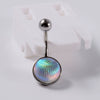 Stainless Steel Simple Geometric Electroplated Navel Ring With Colorful Fish Scale Pearl Ball And Acrylic Opal Mud Diamond Ball