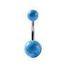 Stainless Steel Simple Geometric Electroplated Navel Ring With Colorful Fish Scale Pearl Ball And Acrylic Opal Mud Diamond Ball