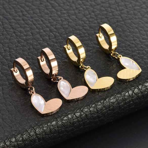 Stainless Steel Simple Love Shell Earrings With Animal Zodiac Pattern Color Preserving Ear Jewelry Niche All Match Fashion Earrings