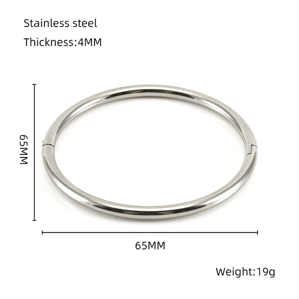 316L Stainless Steel Simple Niche Design Electroplating Round Plain Ring And Bracelet Hand Jewelry