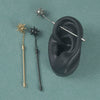 Stainless Steel Simple Style Barbell Stud And Chain Pendant Earrings With Electroplating