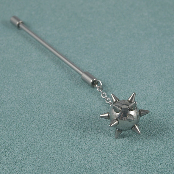 Stainless Steel Simple Style Barbell Stud And Chain Pendant Earrings With Electroplating