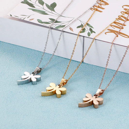 Stainless Steel Simple Style Butterfly Pendant Necklace