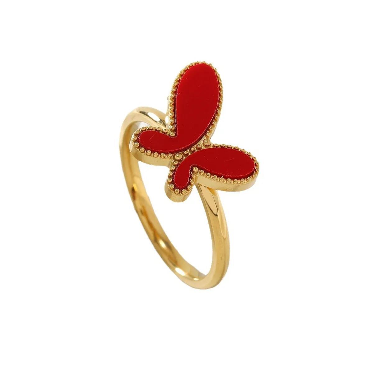 Stainless Steel Simple Style Butterfly Plating Inlay Shell Rings