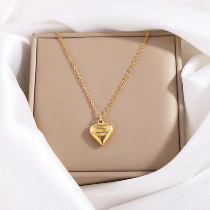 Stainless Steel Simple Style Classic Style Heart Shape Pendant Necklace