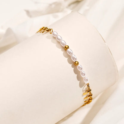 Stainless Steel Simple Style Classic Style Round Beaded Bracelets