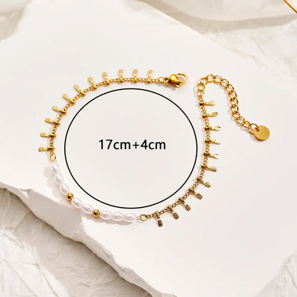 Stainless Steel Simple Style Classic Style Round Beaded Bracelets