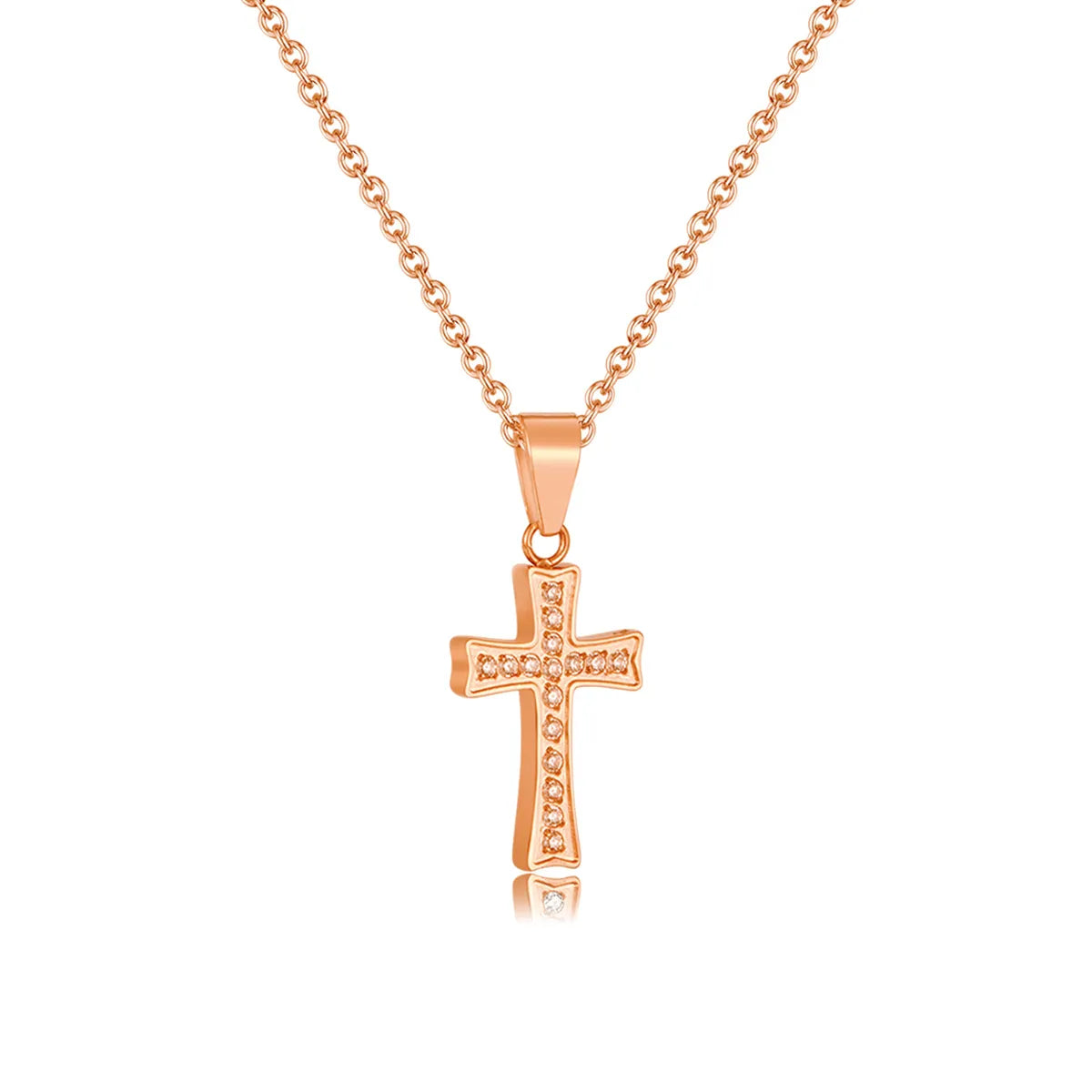 Stainless Steel Simple Style Plating Inlay Cross Zircon Pendant Necklace