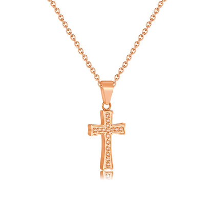 Stainless Steel Simple Style Plating Inlay Cross Zircon Pendant Necklace