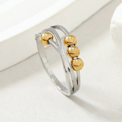 Stainless Steel Simple Style Geometric Beaded Plating Rings