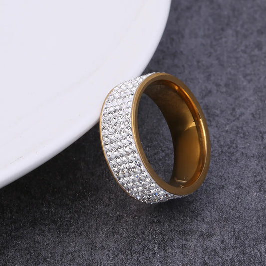 Stainless Steel Simple Style Geometric Inlay Zircon Rings