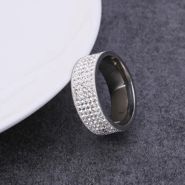 Stainless Steel Simple Style Geometric Inlay Zircon Rings