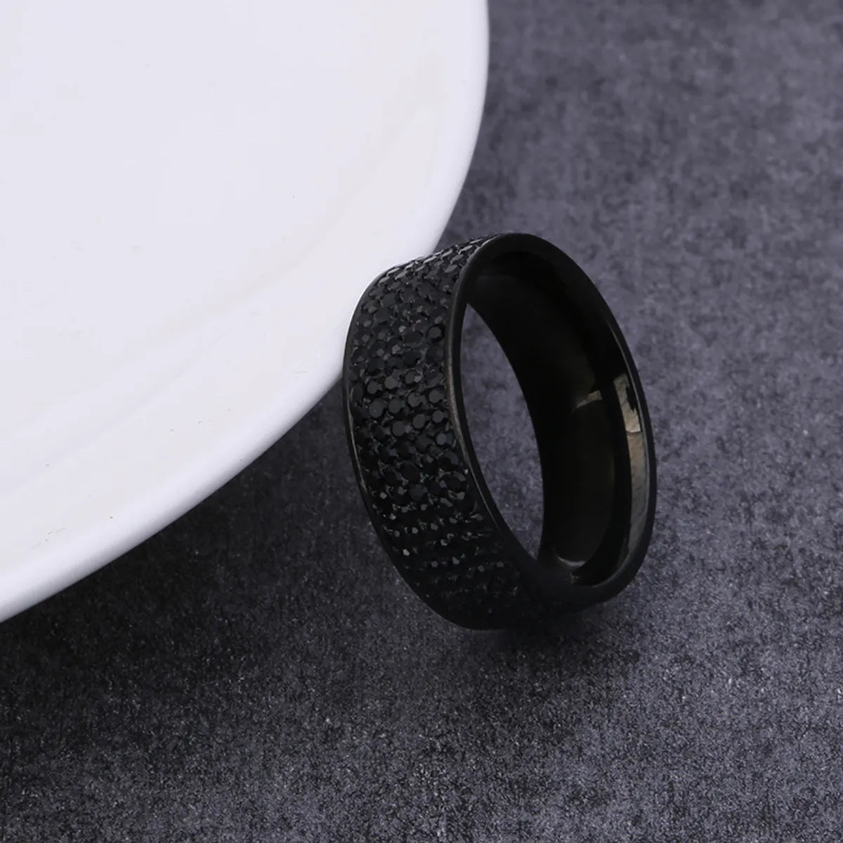 Stainless Steel Simple Style Geometric Inlay Zircon Rings