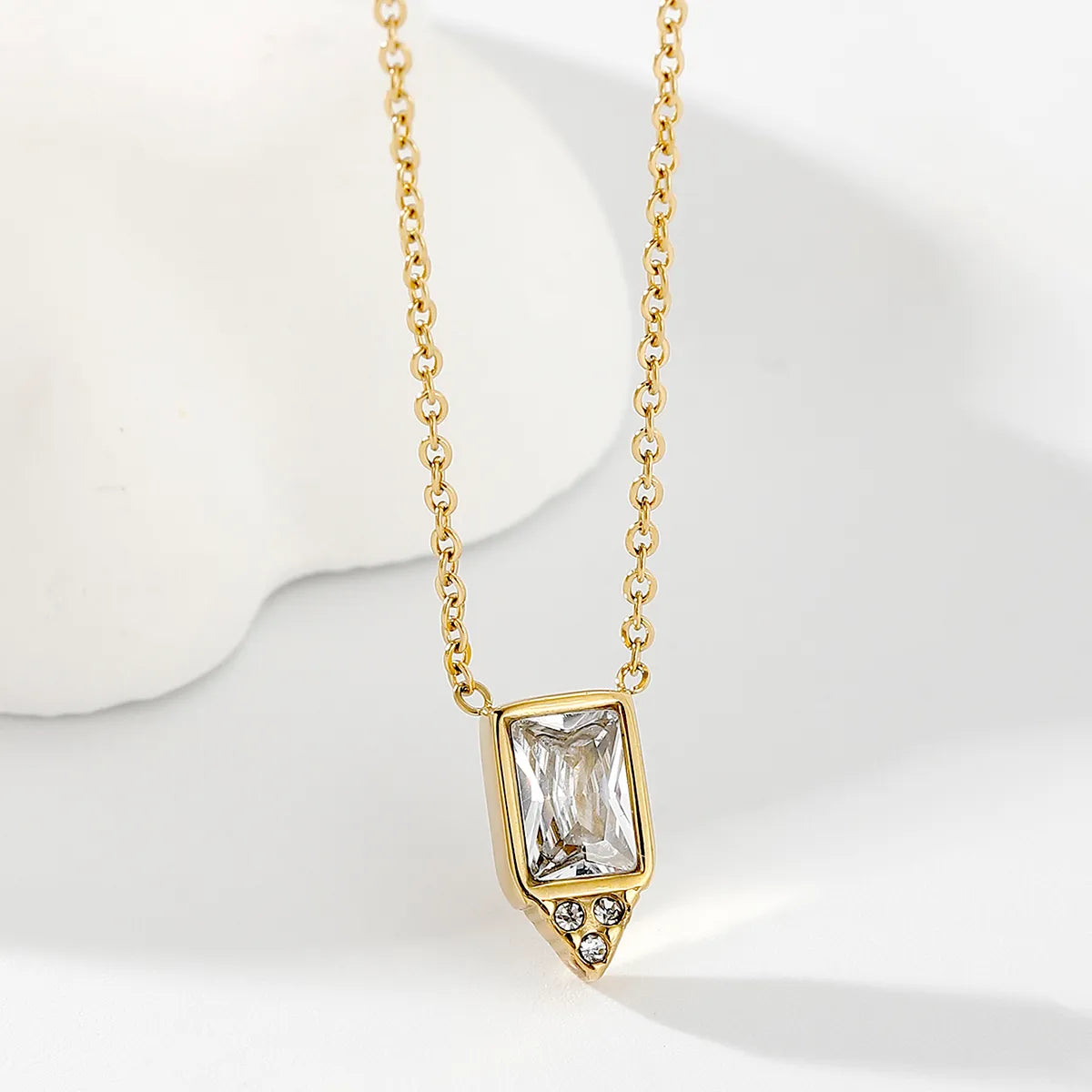 Stainless Steel Simple Style Geometric Plating Inlay Zircon Necklace