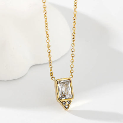 Stainless Steel Simple Style Geometric Plating Inlay Zircon Necklace