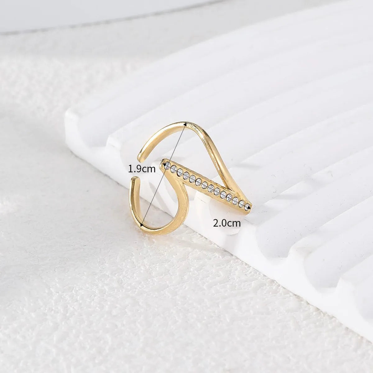 Stainless Steel Simple Style Geometric Plating Inlay Zircon Open Rings