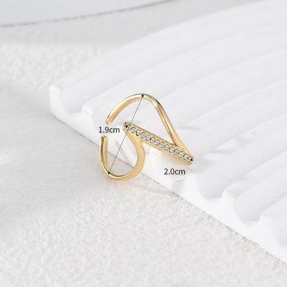 Stainless Steel Simple Style Geometric Plating Inlay Zircon Open Rings