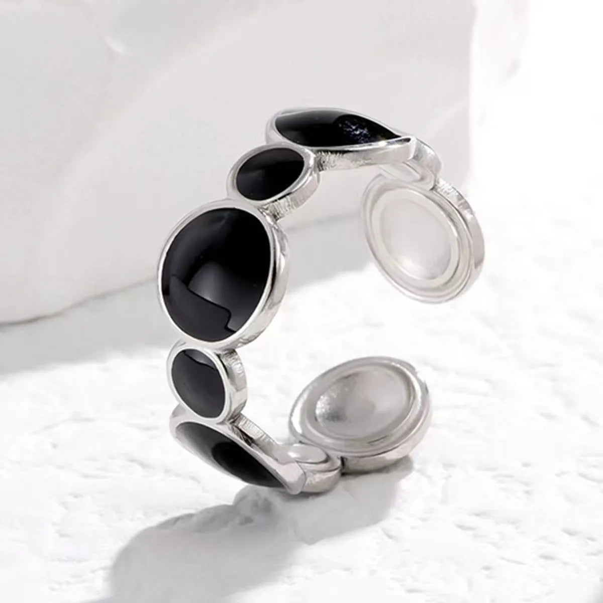 Stainless Steel Simple Style Geometric Round Water Droplets Plating Open Rings