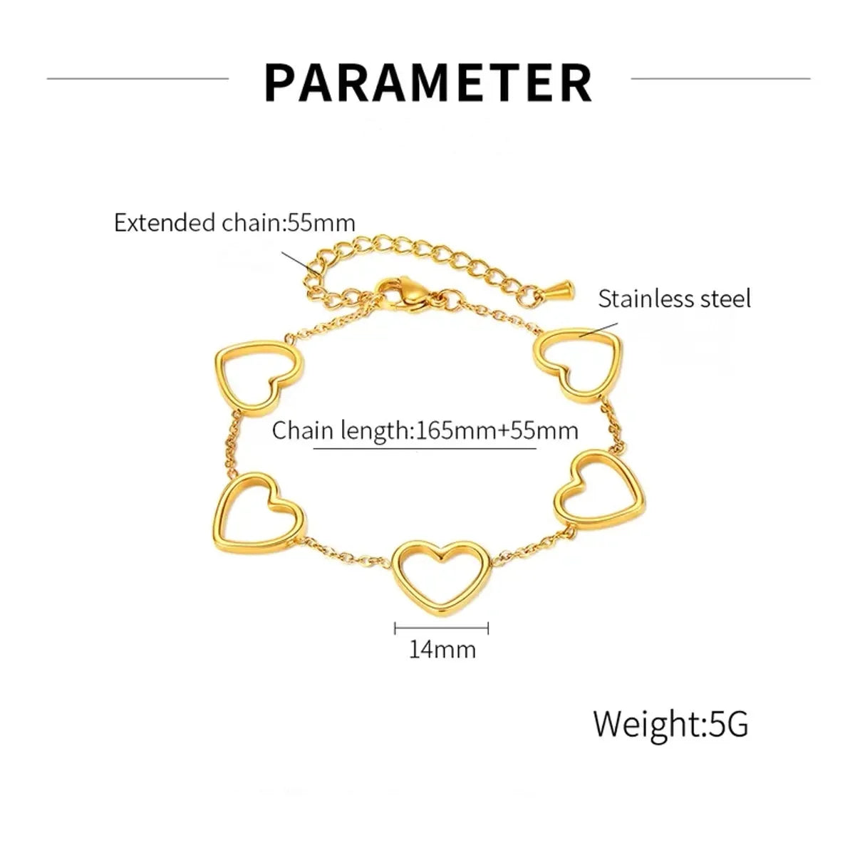 Stainless Steel Simple Style Heart Shape Plating Bracelets