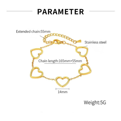 Stainless Steel Simple Style Heart Shape Plating Bracelets