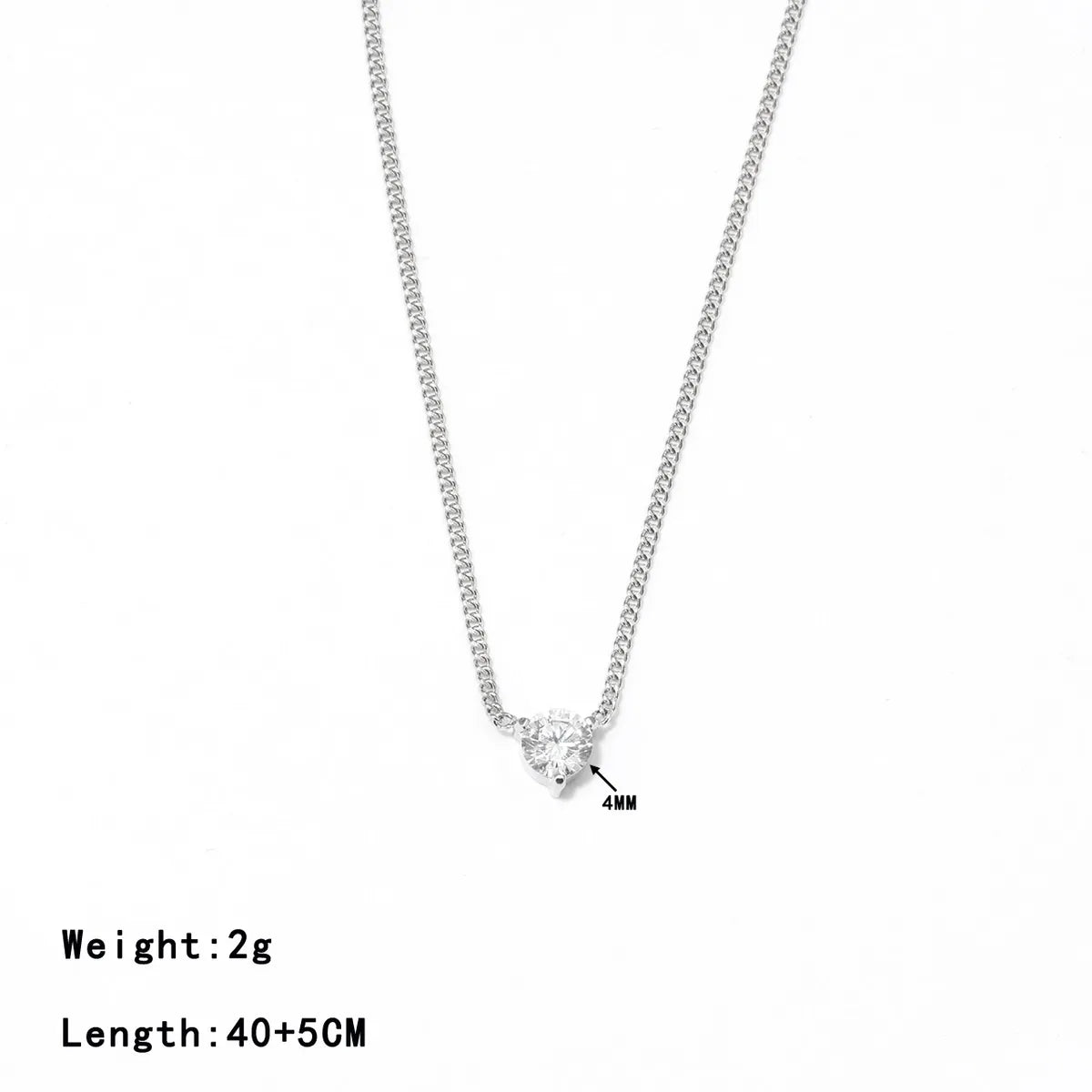 Stainless Steel Simple Style Heart Shape Plating Inlay Zircon Necklace