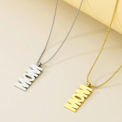 Stainless Steel Simple Style Letter Pendant Necklace