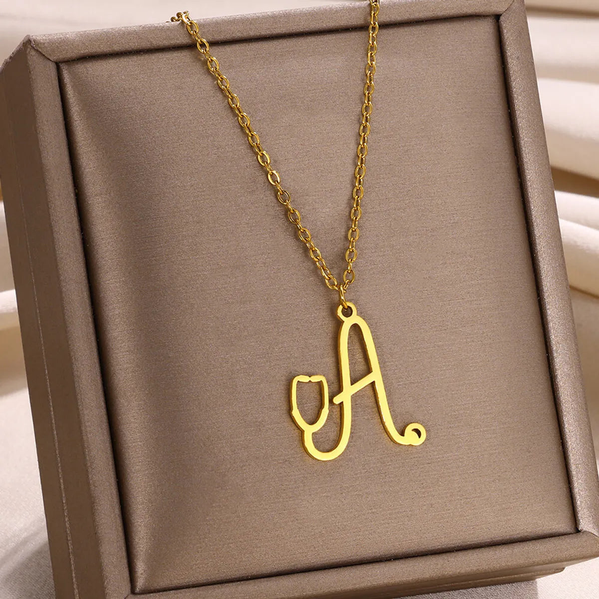 Stainless Steel Simple Style Letter Plating Pendant Necklace