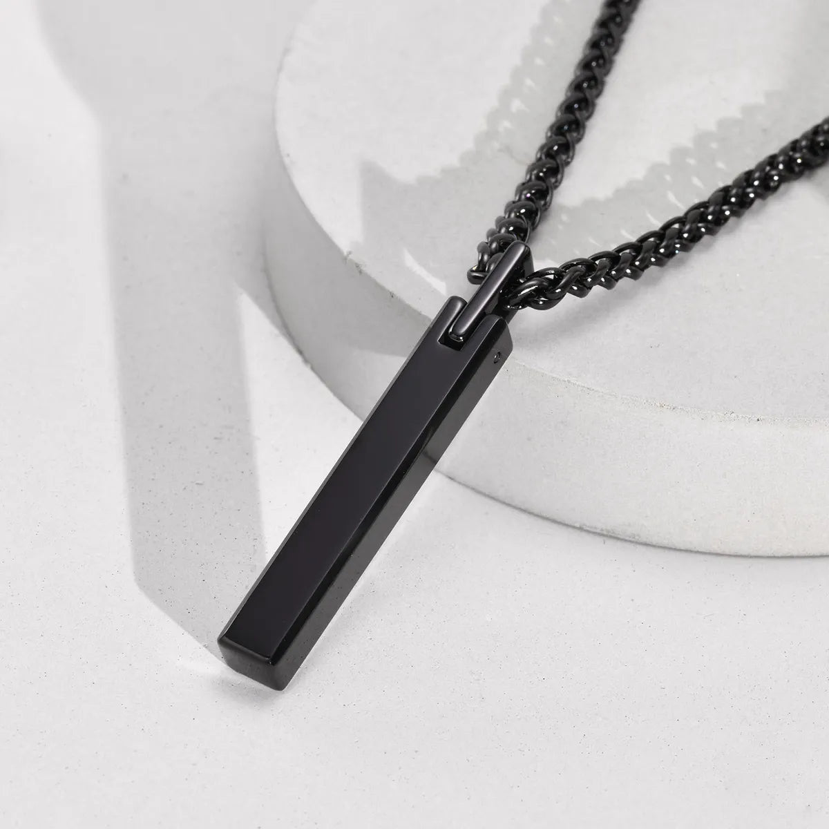 Stainless Steel Simple Style Rectangle Three-dimensional Pendant Necklace